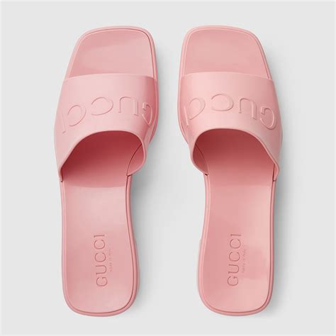 gucci rubber slides pink|gucci pink rubber slides cost.